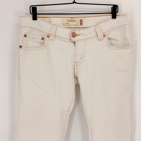 Levis Slouch 504 Low Rise Bootcut Grunge Y2K Retro Off White Jeans Womens 13M - Picture 2 of 14